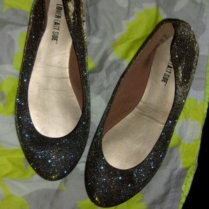 womans size 91/2 brown gold bling shoes flats 9.5 casual dress wear